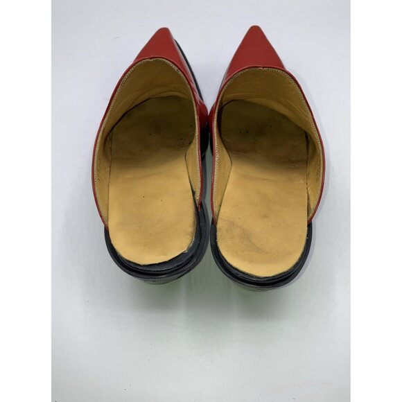 $1k  6 6.5 C Wide back At The Ranch Red Patent Cowgirl Mules Boots Santa Fe - Picture 3 of 10